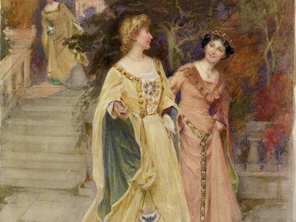 John Sutcliffe, Beatrice belauscht Hero und Ursula, 1904 (Ausschnitt) &copy; BY-SA 4.0