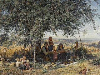 Theodor Christoph Schütz, Mittagsgebet bei der Ernte,1861 (Ausschnitt) &copy; Staatsgalerie Stuttgart