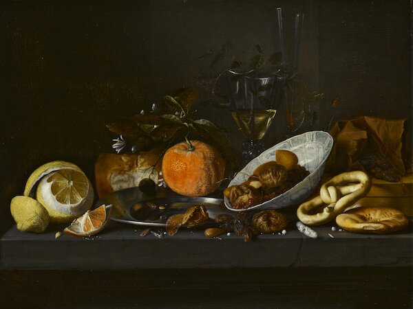 J. D. de Heem, Stillleben mit Früchten und Brezeln © Staatsgalerie Stuttgart